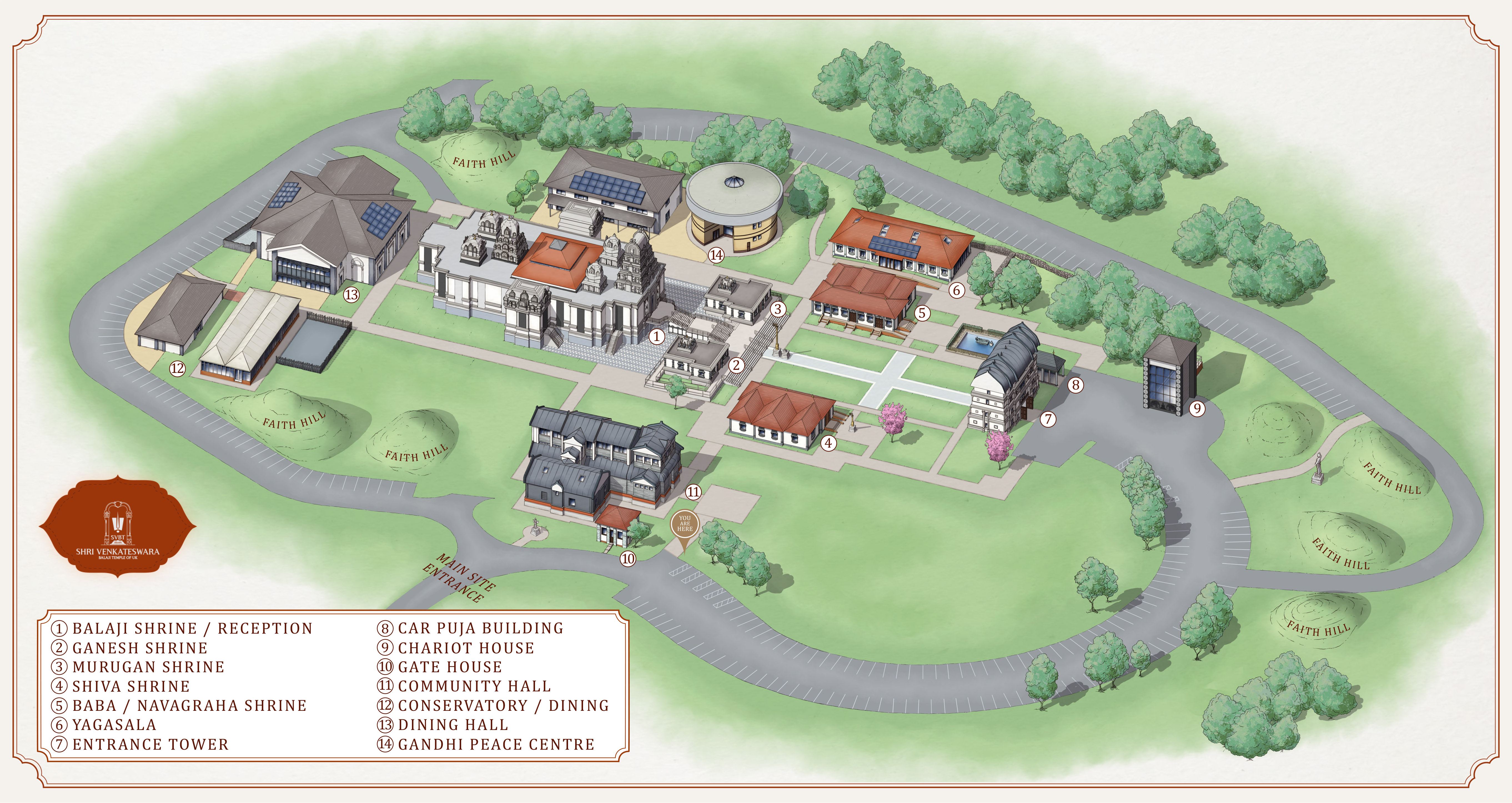 Site Map of Shri Venkateswara (Balaji) Temple of UK